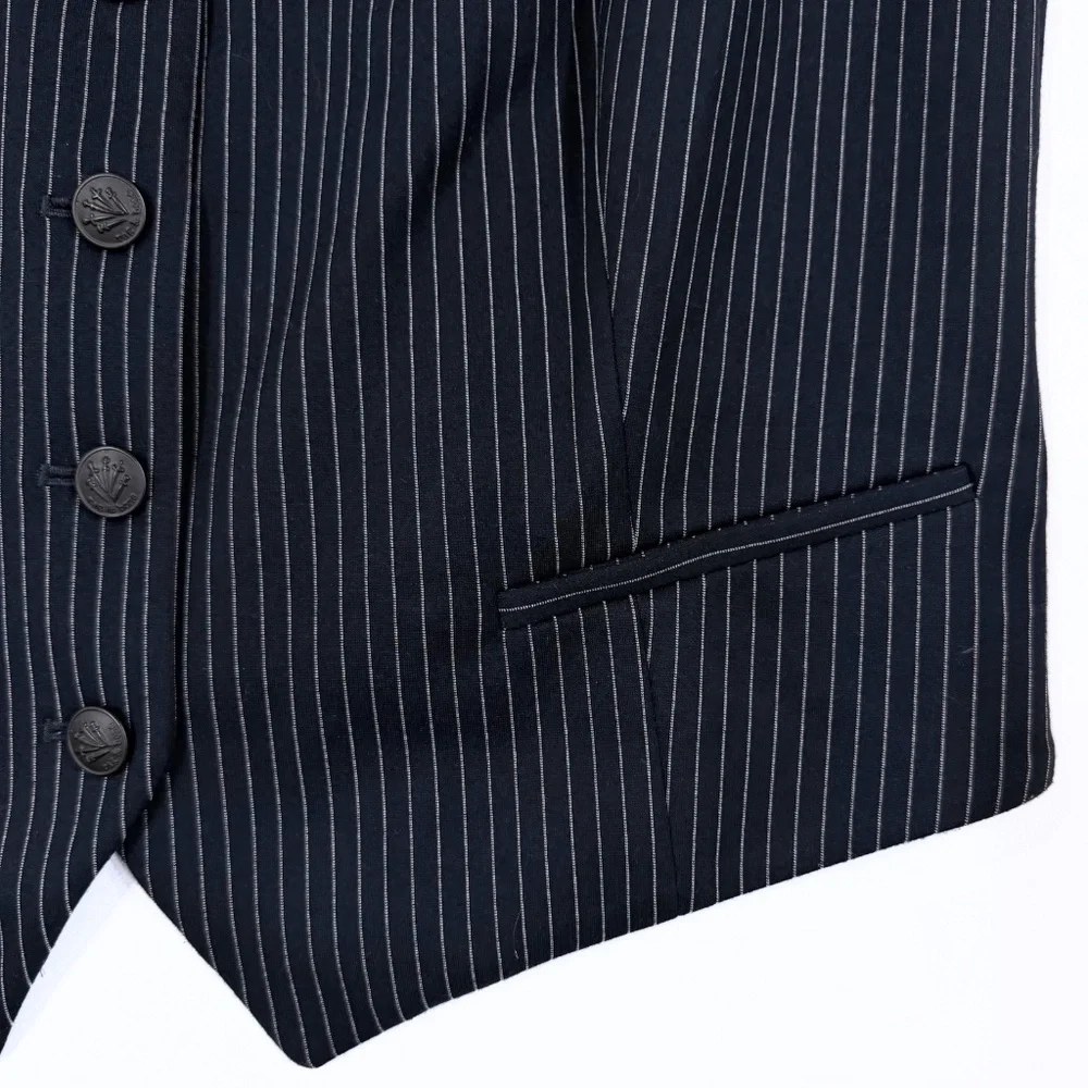 rag & bone Navy Pinstripe Wool Blend Vest - Picture 6 of 8